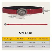 Women's Red Leather Belt Silver Buckle, Cowgirl Belts For Jeans Y2K, Country Western Waist Belt For Ladies - Adjustable 1.5 Inch Wide - Nhiều màu 854 - Xem 5