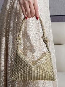 Mini Sparkling Rhinestone Handbag, Elegant Clutch Purse For Women, Suitable For Parties, Galas And Events - Gold - View 2