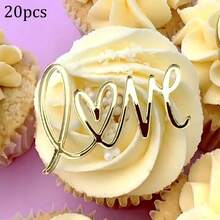 5个/10个/20个金色亚克力情人节蛋糕装饰摆件，求婚甜品桌心形装饰品 - 彩色 - 查看 23