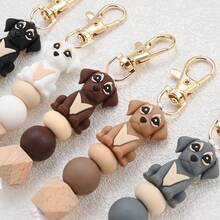 1pc Cartoon Puppy Silicone Beaded Keychain - Novelty Keychain For Women, Lobster Clasp, Suitable For Backpack Hanging, Key Ring Decoration, Birthday Gift Accessory, Wallet Decoration - Multicolor - View 3
