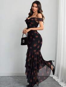 Đầm slip nữ phong cách Gothic thanh lịch cổ điển với họa tiết hoa nhí, nhiều lớp lãng mạn với đường viền bất đối xứng, phù hợp cho các buổi hẹn hò hàng ngày, lễ hội và kỳ nghỉ hè. - Nhiều màu - Xem 3