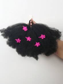 1 kẹp tóc hoa cho bé búi tóc Afro phồng mềm mại Marley Kinky cho bé gái kèm thun co giãn - màu đen - Xem 10