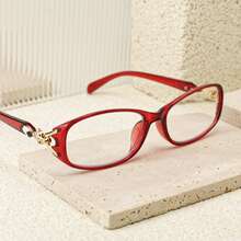 2pcs Fashion Ultra-Light Metal Chain Reading Glasses, Women's Blue Light Blocking Glasses For Young Look, Necessary For Business Office - Red+Black - View 5