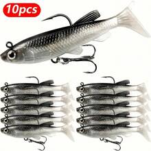 15pcs/10pcs/5pcs/1pc Soft Plastic Fishing Lures, Realistic Fishing Bait, Saltwater/Freshwater Fishing Lure, Trout Sinking Bait Kit, Fishing Tackle And Fishing Gifts
