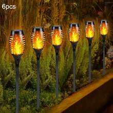 4/8/12 件户外太阳能手电筒，带闪烁火焰的太阳能灯，用于花园装饰，闪烁火焰花园灯，IP44 防水，太阳能自动开/关，适用于草坪、庭院、人行道、车道景观照明，太阳能灯户外圣诞装饰，圣诞灯，仙女灯 - Warm light - 查看 15
