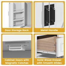 71.3" Large Kitchen Island With Drop Leaf, Kitchen Rolling Island Cart W/ 3 Solid Drawers, Island Table With Trash Storage Cabinet & 3 Large Storage Rack, Spice Rack, Black - trắng - Xem 5