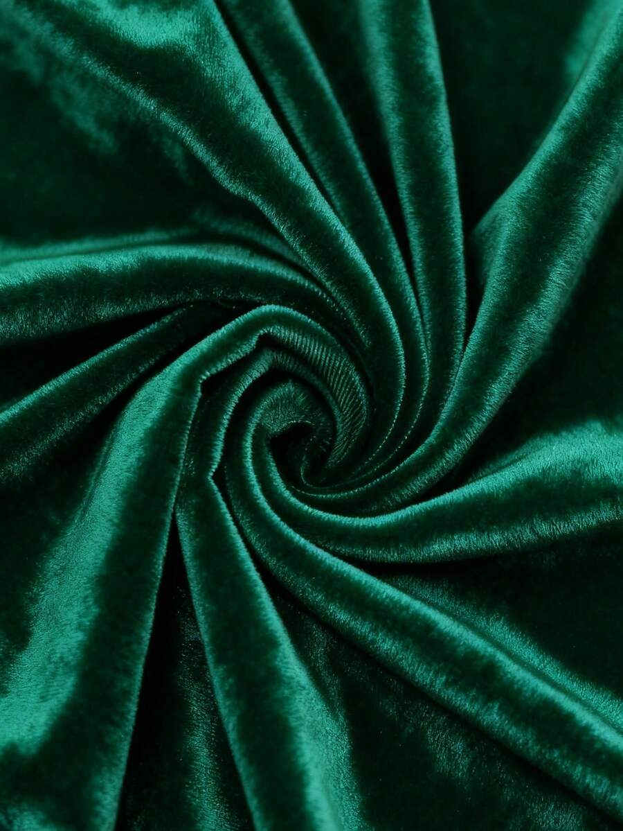 1pc Soft Dark Green Velvet Fabric With Golden Thread, Suitable For Indoor Decor Sofa Covers, DIY Sewing, Clothing, Crafts, Curtains - Dark Green - View 1