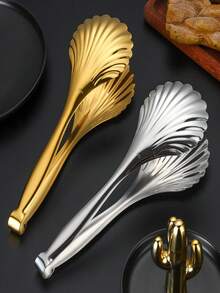 304不锈钢加厚扇贝夹，食物夹，厨房夹，烧烤牛排夹，蒸包/面包夹，烤肉夹 - 彩色 - 查看 1