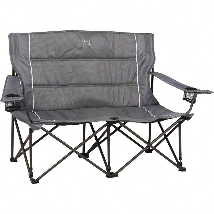 2 Person Folding Loveseat Comfortable Double Foldable Camping Chair For Outdoor Use Lightweight And Durable Grey Folding Lawn Chairs With Carry Handle For Garden Patio Beach And Picnic - Xám - Xem 1