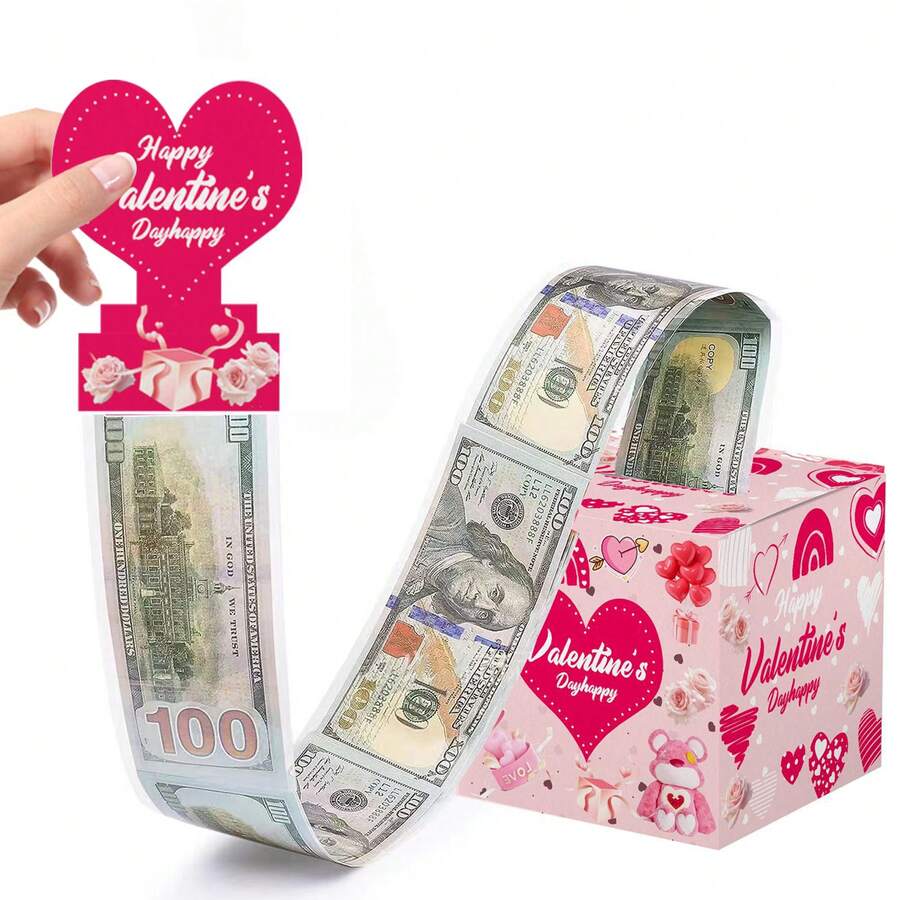 1pc/3pcs New Valentine's Day Cash Pull Gift Box Money Pulling Box Surprise Friends And Family With Roll-Up Banknote Gift Box - Multicolor - View 1