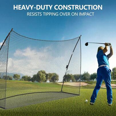 305x93x217cm großes Golf-Übungsnetz mit Tragetasche – Tragbares Trainingsnetz für Garten, Indoor und Outdoor zum Chippen und Abschlagen -Schwarz