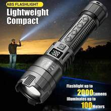 1支高亮LED手电筒，便携式防水可充电手电筒，USB-C充电多功能变焦伸缩手电筒，适用于户外徒步、应急露营 - 300mAh - 黑色 - 查看 11