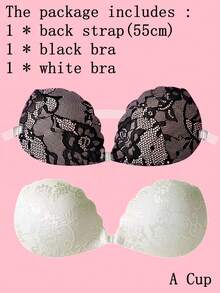 ideaCCSZ 1件/2件/3件装蕾丝隐形提拉胸贴，硅胶材质，前扣后绑带设计，可重复使用，适合比基尼和无肩带晚礼服 - 黑色 - 查看 42