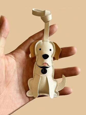 1 st söt hundhänge, tillverkat av PU-läder, elegant design, lämplig för väskberlocker, bilnyckelringar, perfekt alla hjärtans dag- eller högtidspresent till henne