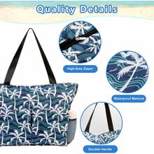 Bolsas de playa para mujer con cremallera, bolsa de playa impermeable con bolsillo, bolsas de playa de verano para viajar, ir de compras, piscina, gimnasio - Cocotero - Ver 1