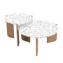 Modern Modular Coffee Table, Side Table, Coffee Table Set For Living Room, Sofa Side Table And Balcony, Set Of 2 - Natural Color - View 9