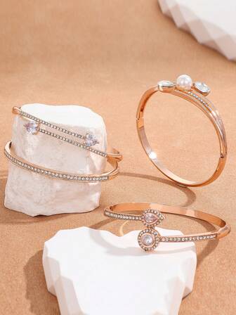 1pc Elegant Fashion Rhinestone Stacked Bracelet, Suitable For Women's Daily Wear, Parties, Music Festivals, Great Gift For Family And Friends