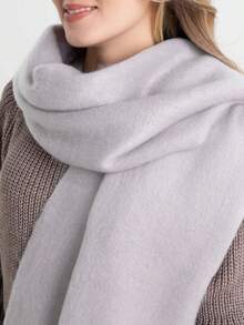 1条女士新款蓬松流苏围巾，保暖舒适大披肩，防风户外，百搭日常佩戴，适合圣诞节及其他节日，秋冬季节适用。 - 19-香芋紫 - 查看 5