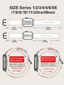 1pc Christmas Print Silicone Watch Band, Compatible With Apple Watch Bands, Size 38mm, 40mm, 41mm, 42mm, 44mm, 45mm, 49mm (S10 42mm, S10 46mm), Fashionable Soft Silicone Sports Watch Strap, Compatible With Series 11 Ultra, SE3 Ultra, S10 Ultra, SE2, S10 ... - Multicolor - View 6