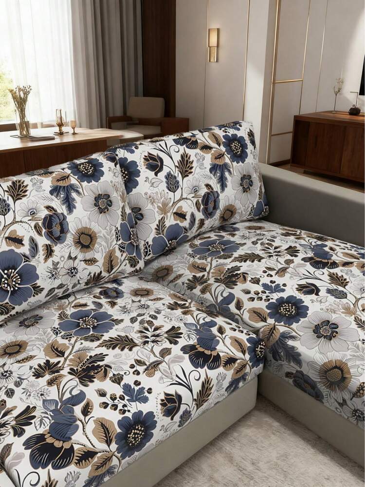 1pc Leaf Print Sofa Cushion Cover, Modern Tropical Leaf Print Sofa Seat Cushion Cover, Suitable For Home - Multicolor - View 6