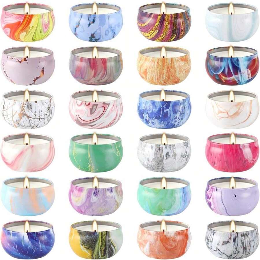 Scented Candles Gifts Set 24 Pack Soy Wax Travel Tin Jar Candles For Home 2.5 OZ Scented For Mom For Christmas, Birthday, Thanksgiving, Mother's Day - nhiều mùi hương - Xem 1