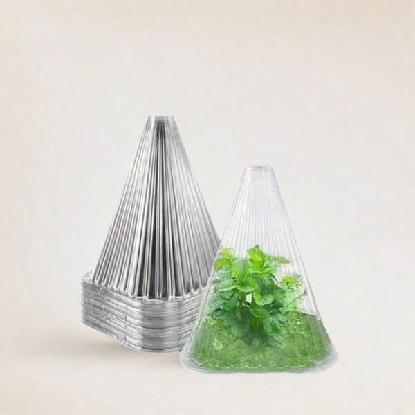 10/20/30 piezas Cubierta de aislamiento para plantas, Cubierta para semilleros, Invernadero cónico, Cubierta antiviento para plántulas de plantas verdes