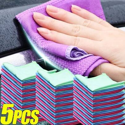 1/5PCS Car Wash Microfiber Towel, Multi-Purpose Magic Cleaning Cloth, Non-Marking Drying Rag For Window Glass, Home & Kitchen Use