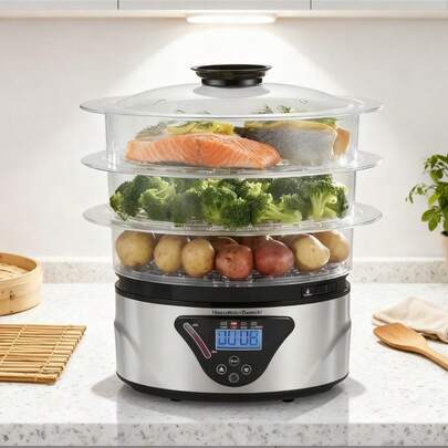 3-Tier Food Steaming Set With Stackable Bowls