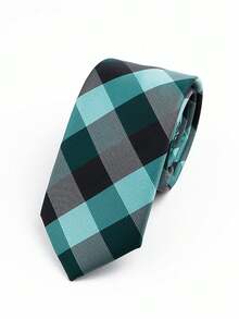 1 pieza Corbata delgada formal de negocios para hombres a cuadros y rayas de 6 cm, adecuada para el trabajo, uso diario, bodas y fiestas