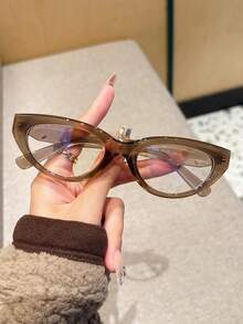 1副女士小框猫眼眼镜，粗腿窄框，简约日常百搭 - 無色 - 查看 11