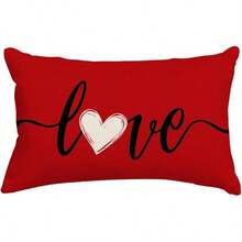 RABUSOFA Valentines Day Decor Red Heart Pillow Covers 12x20,Lumbar Valentines Day Throw Pillow Covers,Single Love Pillow Cases Valentine Decorations Home Couch