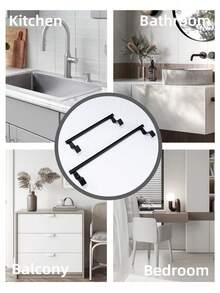 1件装 黑色单杆毛巾架 橱柜门背式挂架 免打孔毛巾杆 - 彩色 - 查看 8