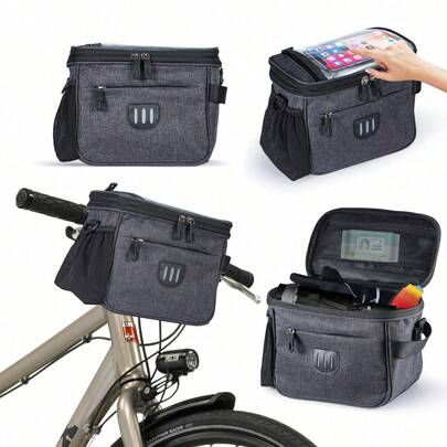 6L Fahrradkorb Vorne Tasche, Wasserdichter Fahrradkorb Tasche Mit Ouchscreen Vorne Fahrradtasche Und Abnehmbarem Schultergurt Für Alle Handy