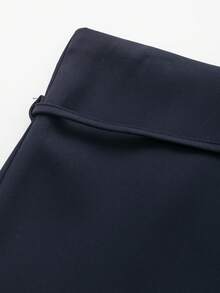 Women's Casual Versatile Solid Color Zipper Waist Belt Skorts Summer - Navy Blue - View 3