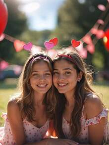 2 st. paljett-hjärtformat hårband, alla hjärtans dag-moderikt hårband, rött och rosa paljett-huvudbonad med cupidhuvuden, hårband med alla hjärtans dag-accessoarer för festtillbehör, romantiska håraccessoarer alla hjärtans dag, frierier, födelsedagar och nyårsfiranden, fest-/födelsedagsaccessoarer - Multifärgad - Visa 8