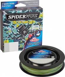 Spiderwire UltraCast - Línea de Pesca Trenzada con Bobina de Pesca Doble Berkley Vanish - Camuflaje Aqua/Transparente - Ver 8