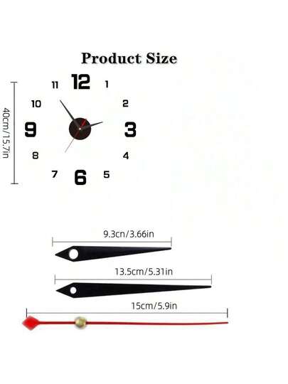 Moderne 16 Inch DIY Acrylic Wand Klok Large Silent Non Ticking Living Room, Bedroom, Kitchen Customizable Zwart Numeral ative Lightweight, High Quality Material Personalized Numbers Ideal Modern, Industrial, Vintage Sweep Quartz Movement Noise Free Environment,Home ,Room Birthday Graduation Bedroom Dormitory Back To School view 10