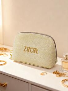 Christian Dior Túi đựng đồ trang điểm mạ vàng kèm hộp quà, vải họa tiết sang trọng và logo lá vàng, quà tặng sinh nhật ngày lễ, túi đựng mỹ phẩm phiên bản giới hạn dành cho nữ - Vàng - Xem 6