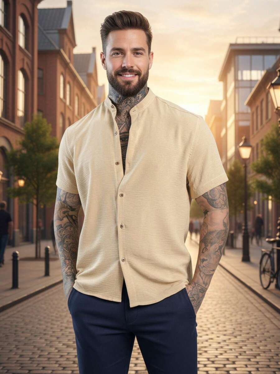 Men Shirts - Camel - View 1