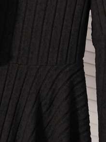 两件套少女罗纹针织长袖连衣裙+双面抓绒上衣套装，秋冬季 - 黑色 - 查看 11