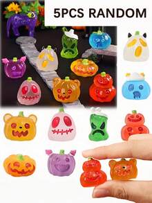 50/30/20/10/5/1 pieza Figura miniatura luminosa de paisaje micro de resina, adorno de jardín de hadas miniatura, decoración de calabaza y fantasma, decoración DIY para el hogar, artesanía de escritorio, escultura