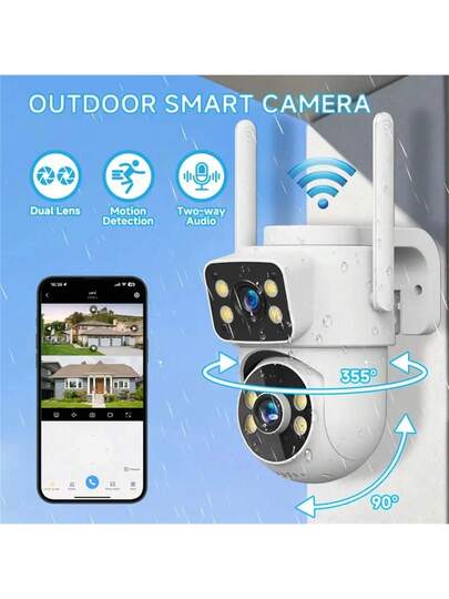 1440P HD Dual Lens Slimme Home Surveillance Camera, 355° Rotating Wireless Security Indoor Outdoor Supports 2.4G/5G WiFi, AI Human Tracking, Night Vision Two Way Audio, Multi Sharing, Real Time Alerts, USB Power Supply, Security. view 7