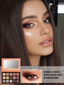 MISSLYN - 15-Color Pearlescent & Matte Eyeshadow Palette, Warm Brown Smokey Eye Makeup, Highly Pigmented, Blendable, Suitable For Y2K, Party, Beach, Travel, Holiday, Gift, Fashionable - #5 Blazing Ace - 查看 2
