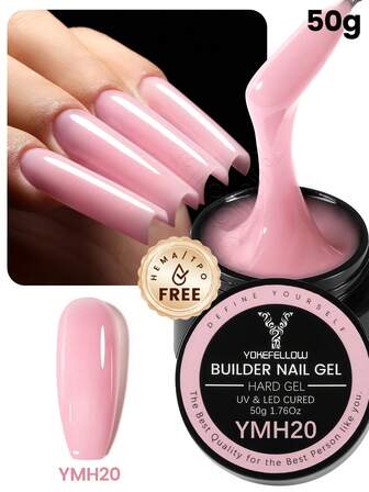 YOKEFELLOW 50g nagelgel för nagelförlängning och -stärkning, gelérosa nagelgel som soak-off UV LED långvarig förtjockningsgel, perfekt för salongsbruk och högtidsgåvor för kvinnor och flickor NY YMH20