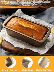 1/2 Loaf Pan, Gold Bread Baking Pan, Carbon Steel Rectangular Bread Mold, Large/Medium/Small Pound Cake Mold, Rectangular Toast Baking Pan, Non-Stick Toast Box, Pound Cake Baking Tray Tools, Suitable For Baking, Homemade Sourdough And Sandwich Bread | Home Party Birthday Cake Making, Easy To Clean, Home Baking Tools - Multicolor - View 10