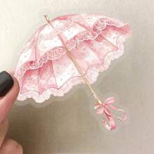 50PCS Pink Transparent Stickers Vinyl Aesthetics Stickers For Scrapbooking, Diary, Laptop, Bumper, Skateboard, Water Bottle, Computer, Phone, Cartoon, Hard Hat, Car Stickers And Decals - Hồng - Xem 7