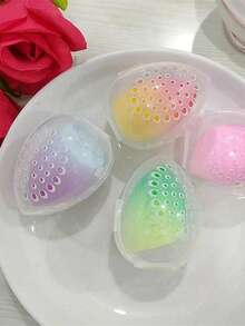 3pcs Makeup Sponge Holders, Freestanding Cosmetic Egg Organizer, Portable, Durable Plastic, Non-Electric Storage Case - Multicolor - View 5