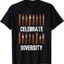 Celebrate Diversity Smoke Cigars Cigar Smoking T-Shirt - Black - View 2