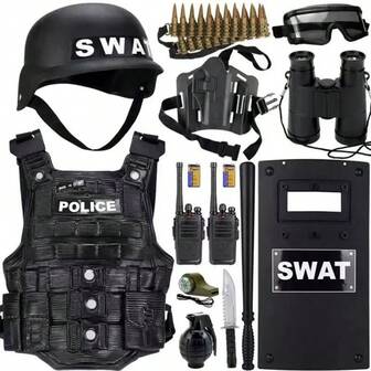 Disfraz de juego de roles, Accesorio de juego de simulación, Conjunto de cosplay SWAT, Atuendo para juego de CS, Conjunto de juego de simulación, Conjunto de disfraz de fiesta, Regalo para niños, Regalo de cumpleaños, Regalo de Navidad