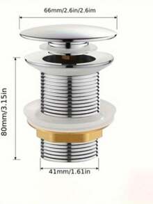 1个不锈钢弹跳式水槽下水器，搪瓷表面，浴室厨房下水器，手动操作，无需用电，带不锈钢滤网的浴室水槽弹跳式下水器，厨房用品，厨房配件，厨房工具 - 銀色 - 查看 8